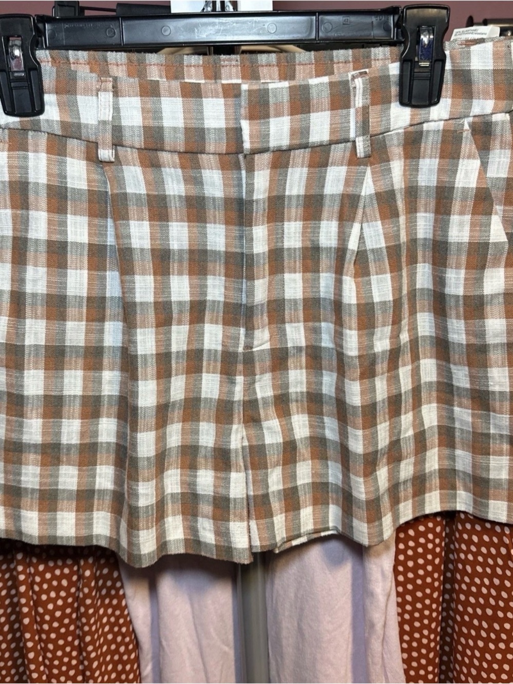Nine West Brown and White Plaid Shorts